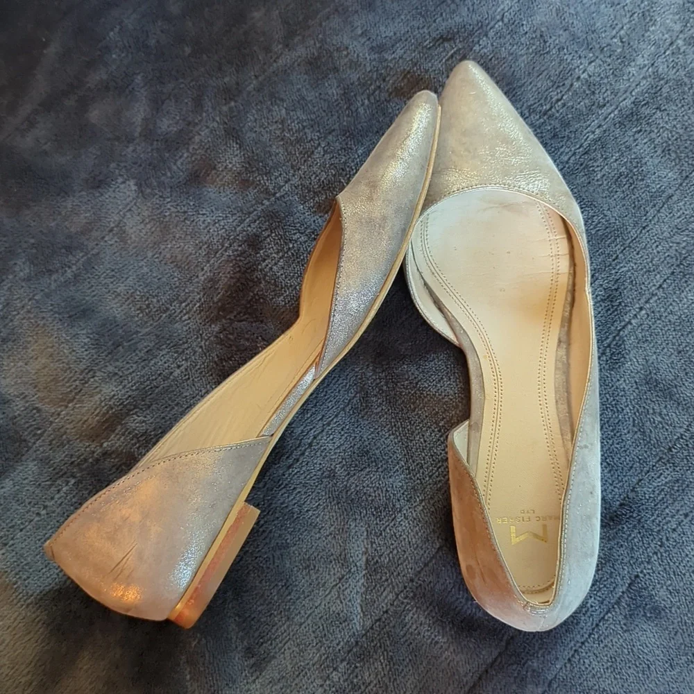 Marc Fisher Pointed Toe D'Orsay Flats in Beige